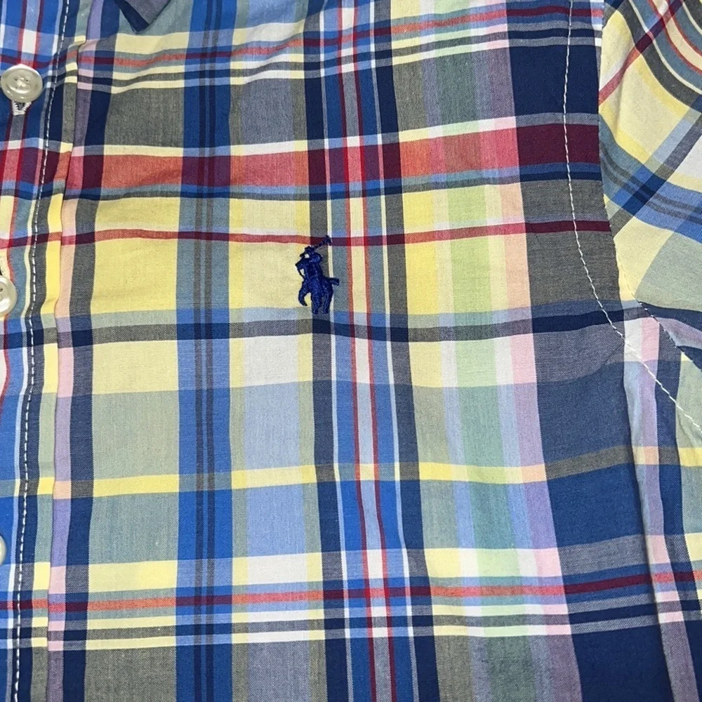 Ralph Lauren boys long sleeved plaid button down plaid Oxford shirt S & M NWT